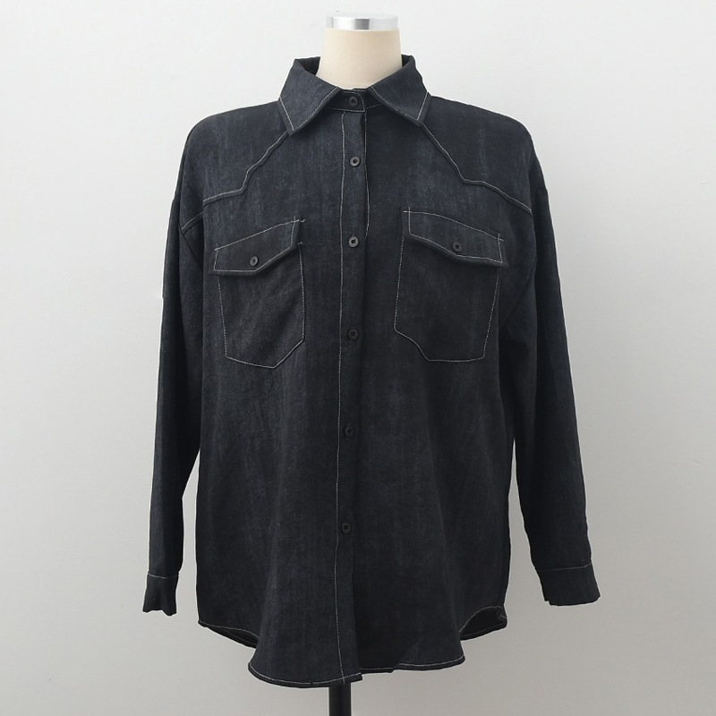 Mens Denim Button-Up Shirt  |  Shirts Clothing Black