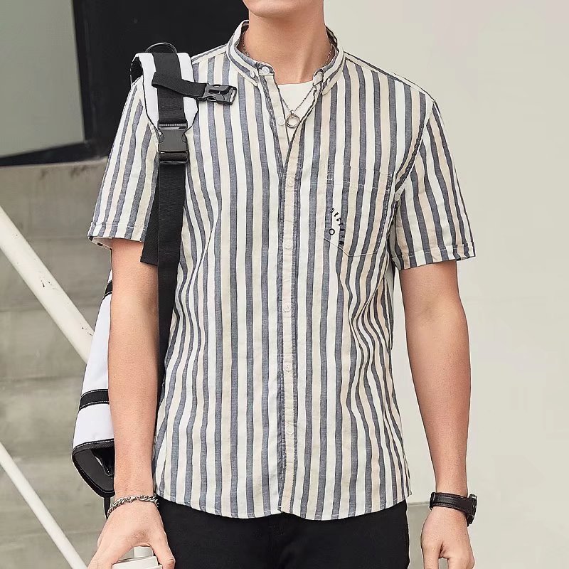 Mens Stripe Button-Up Shirt  |  Shirts Clothing Black