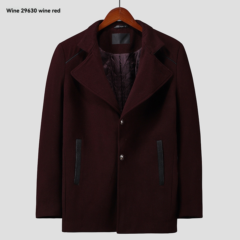 Mens Zipper Wool Coat  |  Outerwear Clothing Maroon red