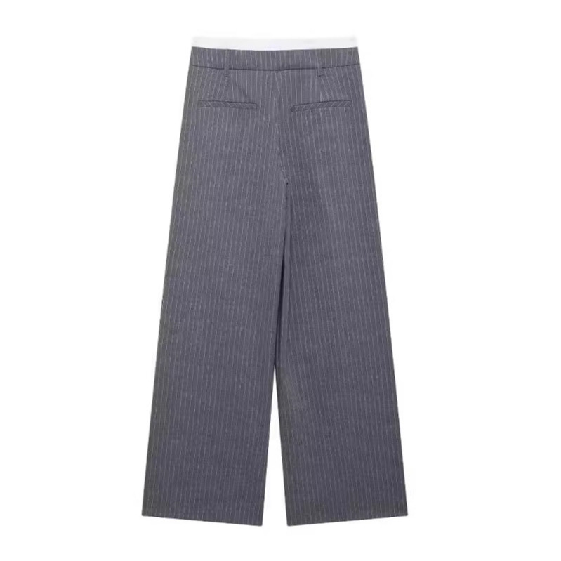 Womens Deconstructed Pinstripe Trousers  |  Trousers Clothing Grey Melange