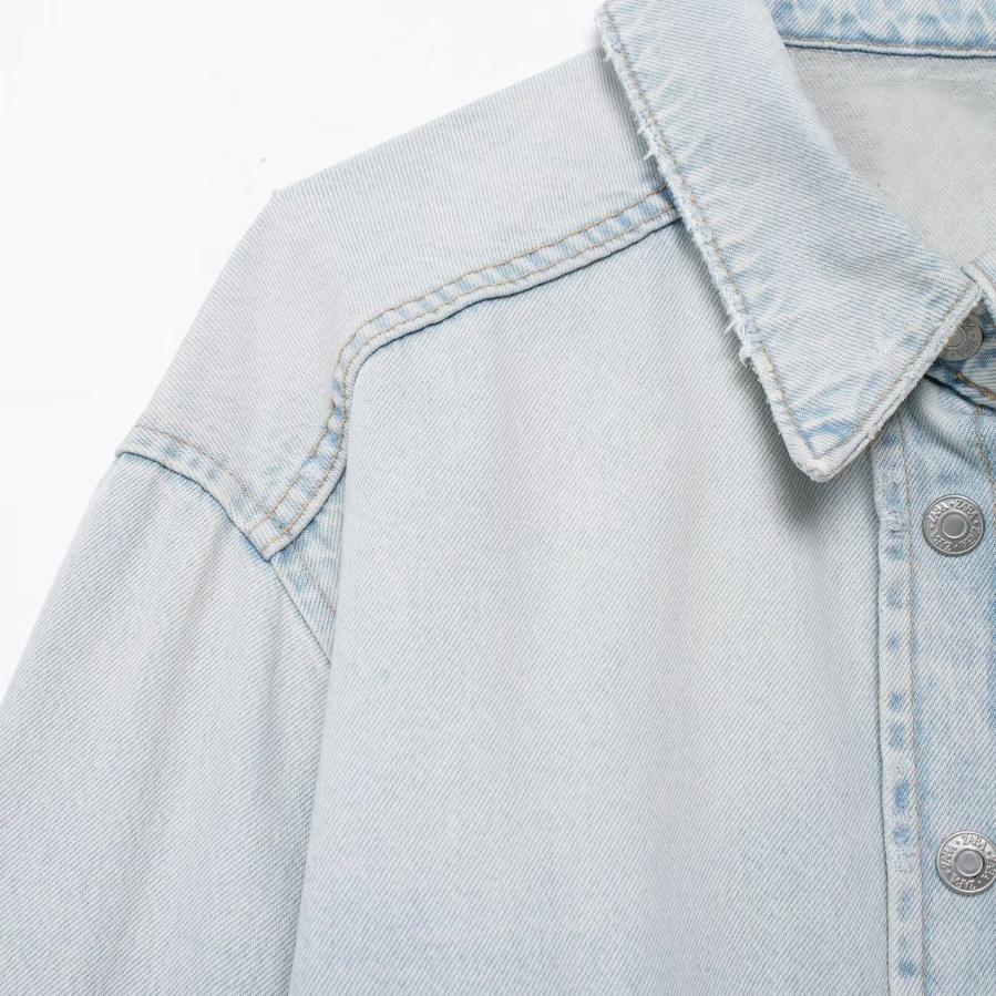 Womens Denim Button-Up Shirt – Relaxed Fit  |  Shirts & Blouses Clothing Indigo blue