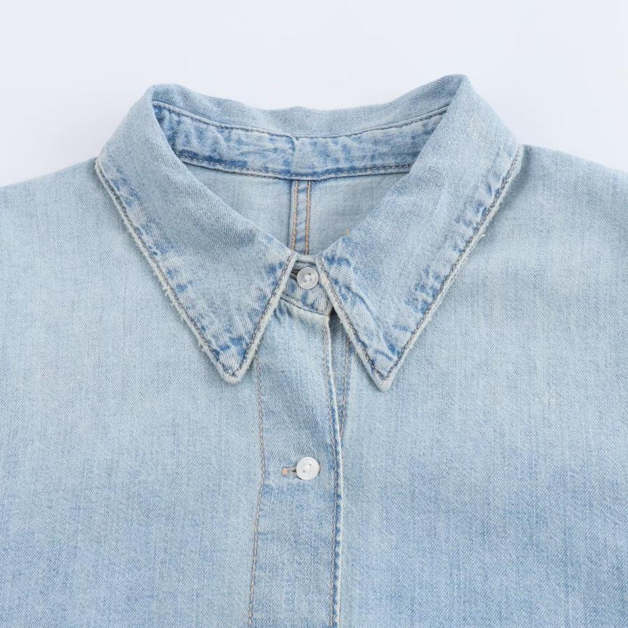 Womens Denim Button-Up Shirt – Relaxed Fit  |  Shirts & Blouses Clothing Indigo blue