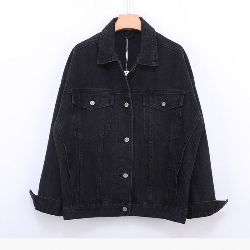 Womens Denim Jacket – Relaxed Cropped Fit  |  Outerwear Clothing Black