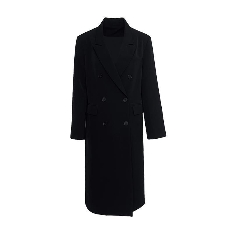 Womens Double-Breasted Wool Coat  |  Outerwear Clothing Black