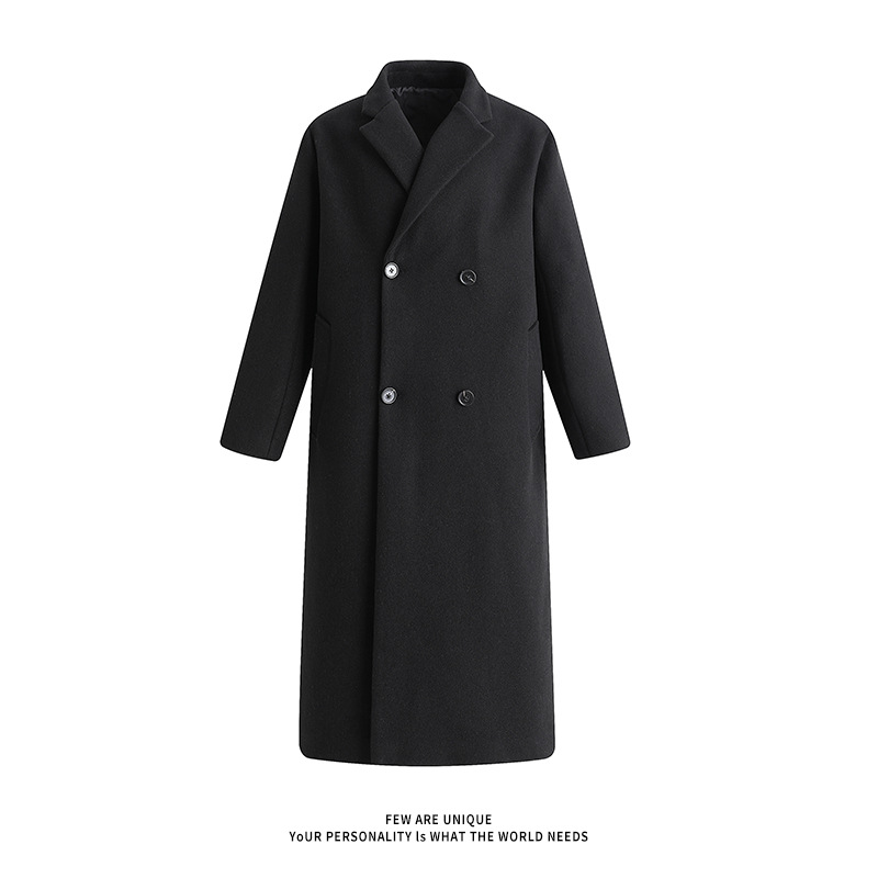 Womens Double-Breasted Wool Coat  |  Outerwear Clothing Anthracite grey