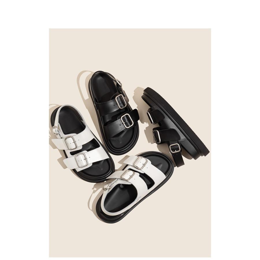 Womens Leather Buckle Sandal  |  Shoes Shoes Black