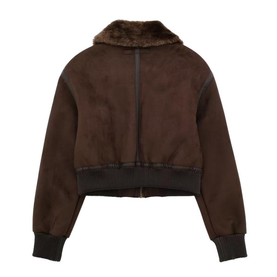 Womens Leather Shearling Jacket  |  Outerwear Clothing brown