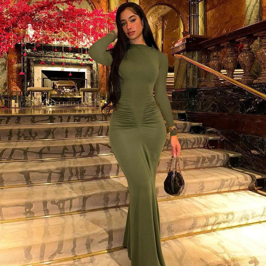 Womens Long Sleeve Dress  |  Dresses Clothing Bright Green