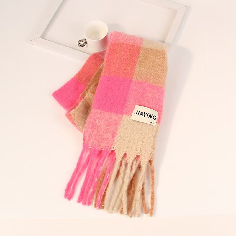 Womens Mohair Checked Scarf  |  Scarves Scarves Fuchsia