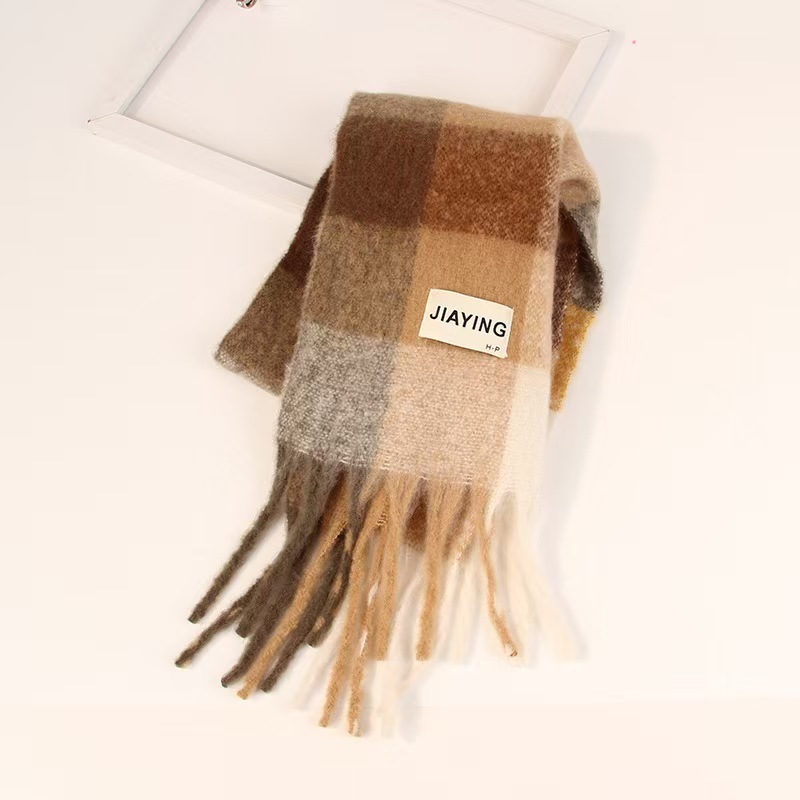 Womens Mohair Checked Scarf  |  Scarves Scarves beige