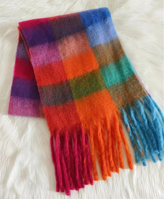 Womens Mohair Checked Scarf  |  Scarves Scarves Blue