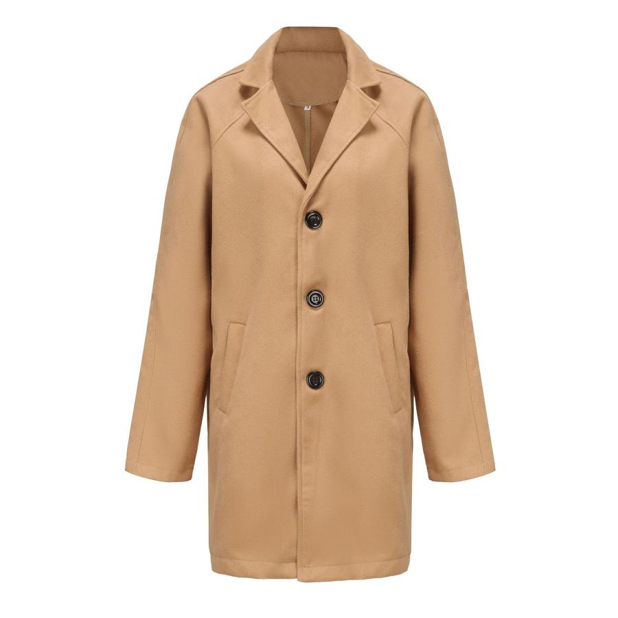 Womens Single-Breasted Wool Coat  |  Outerwear Clothing Camel beige