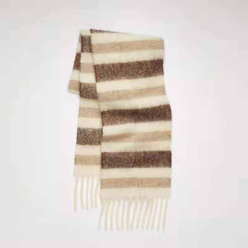 Womens Stripe Alpaca Scarf – Narrow  |  Scarves Scarves beige