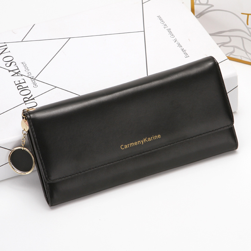 Womens Trifold Leather Wallet  |  Small Leather Goods Shoes & Accessories Black