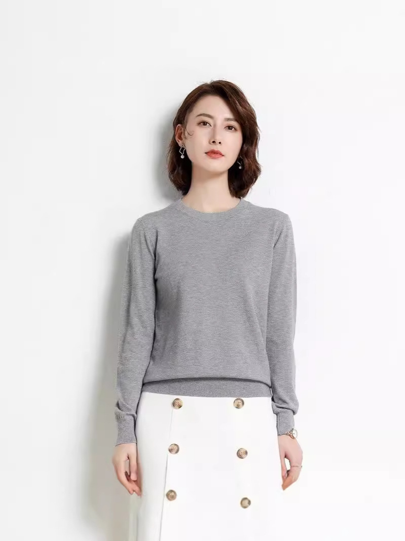 Womens Wool Crew Neck Sweater Unisex  |  Knitwear Clothing Grey Melange