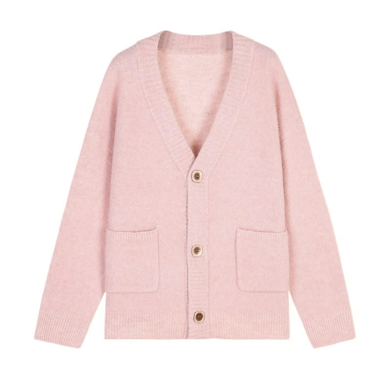 Womens Wool Mohair Cardigan  |  Knitwear Clothing Faded pink